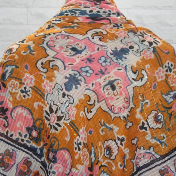 MAURICES Scarf Oversized Floral Bandana Silved Metallic Stripe Sequin Square 54" - Picture 3 of 10